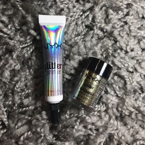 Nyx Glitter Glue and Gold Glitter